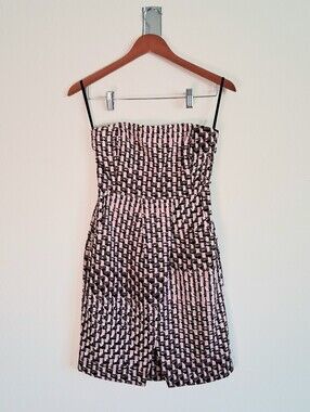 Banana Republic Silk Strapless Pink & Black Patterned Women’s Dress
